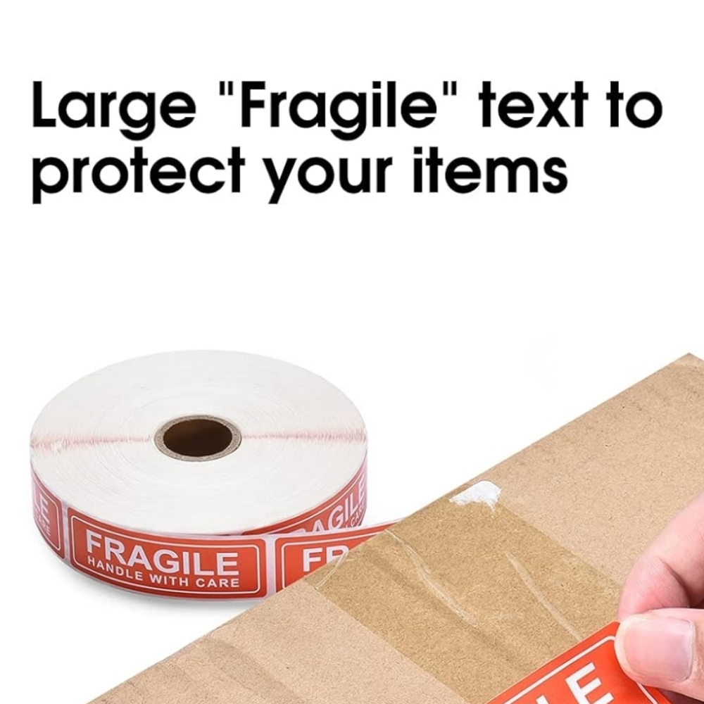 Fragile Handle With Care Labels - 200 count - 1" x 3" - Red White - Picture 3 of 4